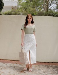 Chic Slit Frayed Jeans Denim Long Skirt