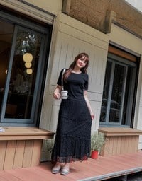 Elegant Sheer Asymmetrical Lace Maxi Skirt