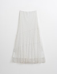 Elegant Sheer Asymmetrical Lace Maxi Skirt