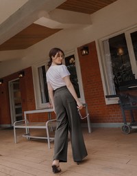 Sleek Hidden Placket Pleated High Waisted Wide Pants Culottes