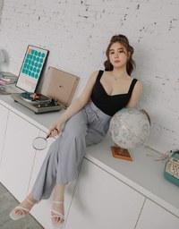 Cooling Skinny Suit High Waisted Wide Pants Culottes