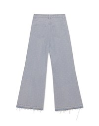 Dotted Fringed High Waist Wide Leg Jeans Denim Pants Culottes