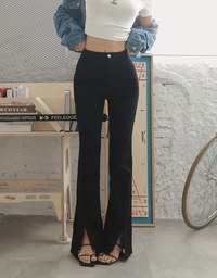 Slim Front Slit Flare Pants