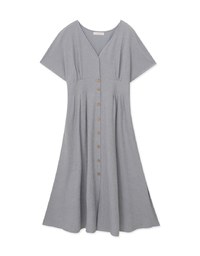 Soft Crease Button Up Cinched Waist Maxi Dress