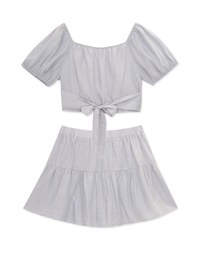 2 Way French Tie Strap Top And Short Skirt Set Wear