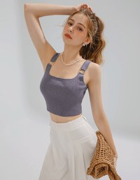 Gold Chain Decor Hollow Mesh Tank Top