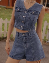 Vintage Jeans Denim V Neck Vest