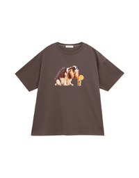 Dog Print Loose Short Sleeve Tee