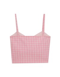 Checkered Textured Thin Strap Padded Cami Top