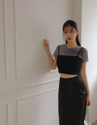 Stylish Gradient Mesh Crop Top