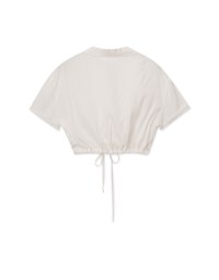 Open Collar Drawstring Gathered Top