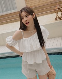 French One Shoulder Ruffle Top