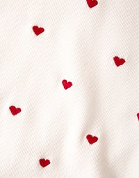 Embroidered Heart Ribbed Top