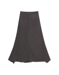 Washed Jeans Denim Fringed Long Skirt