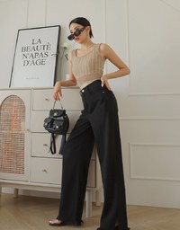 Vintage Stitching Jeans Denim High Waisted Wide Pants Culottes