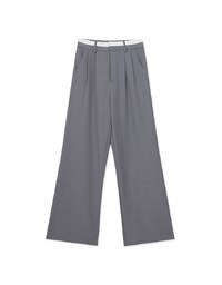 Contrast Color Pleated High Waisted Wide Pants Culottes