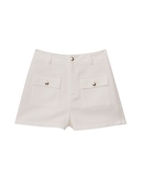 Double Pocket Woolen High Waist Shorts