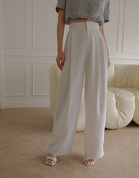 Sleek Hidden Placket Pleated High Waisted Wide Pants Culottes