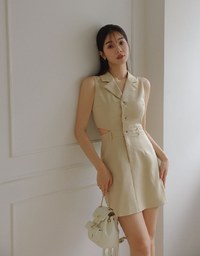 Side Hollow Shirt Vest Mini Dress