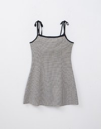 Retro Plaid Strappy Padded Cami Mini Dress