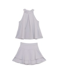 Textured Satin Halter Top And Mini Skirt Set Wear