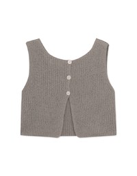 Round Neck Back Slit Knit Vest