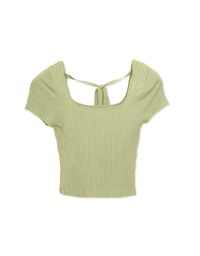 Low Back Cut Out Tie Knit Top