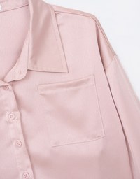 Cropped Satin Blouse With Pocket