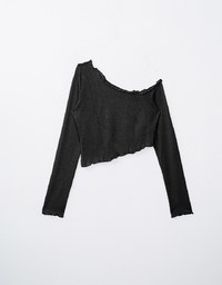 Glittery Sheer  Asymmetrical Shoulder Top