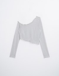 Glittery Sheer  Asymmetrical Shoulder Top