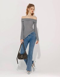 Sheer Asymmetrical Off Shoulder Top