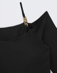 Asymmetric Padded Top With Gold Chain Design