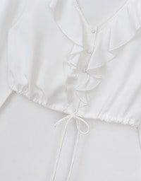 Ruffle Flare Hem Long Sleeve Blouse