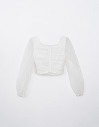 Front Sheer Mesh Patchwork Top