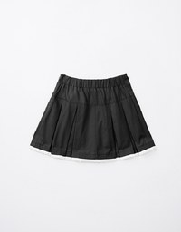 Heavyweight Patchwork Drawstring Pleated Mini Skirt