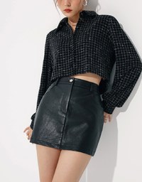 Trendy  Faux Leather A Line Mini Skirt