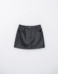 Trendy  Faux Leather A Line Mini Skirt