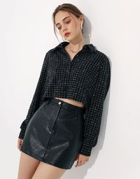 Trendy  Faux Leather A Line Mini Skirt