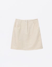 Pearl Embellished Suede Mini Skirt