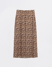 [Mercedes' Design] Leopard Print Mesh Maxi Skirt