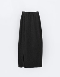 Solid Color Fleece Lined Side Slit Accent Maxi Skirt