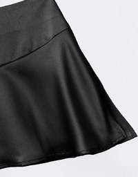 【HEYMAN Design】High Waist Silky Glow Satin A Line Mini Skirt