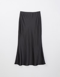 [Mercedes' Design] Satin Lace Trim Maxi Skirt