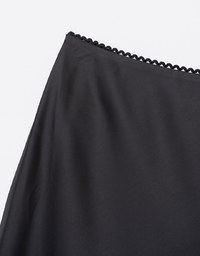 [Mercedes' Design] Satin Lace Trim Maxi Skirt