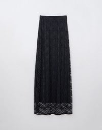 Lace Embroidered Maxi Skirt With Elastic Waistline