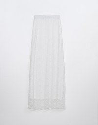 Lace Embroidered Maxi Skirt With Elastic Waistline