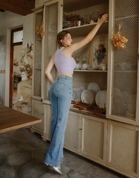 Heart Shape Pocket Jeans Denim Flared Trousers