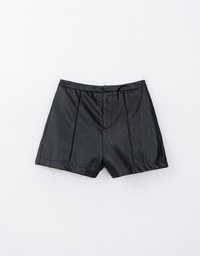 Concealed Placket Faux Leather Shorts