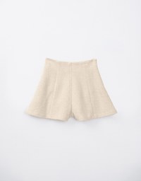 Solid Color Woolen Wide Leg Shorts With Umbrella Hem