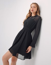 Sheer Chiffon Shirt Mini Dress